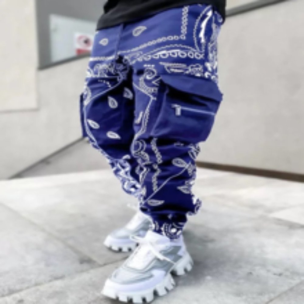 NAVY BLUE BANDANNA PANTS